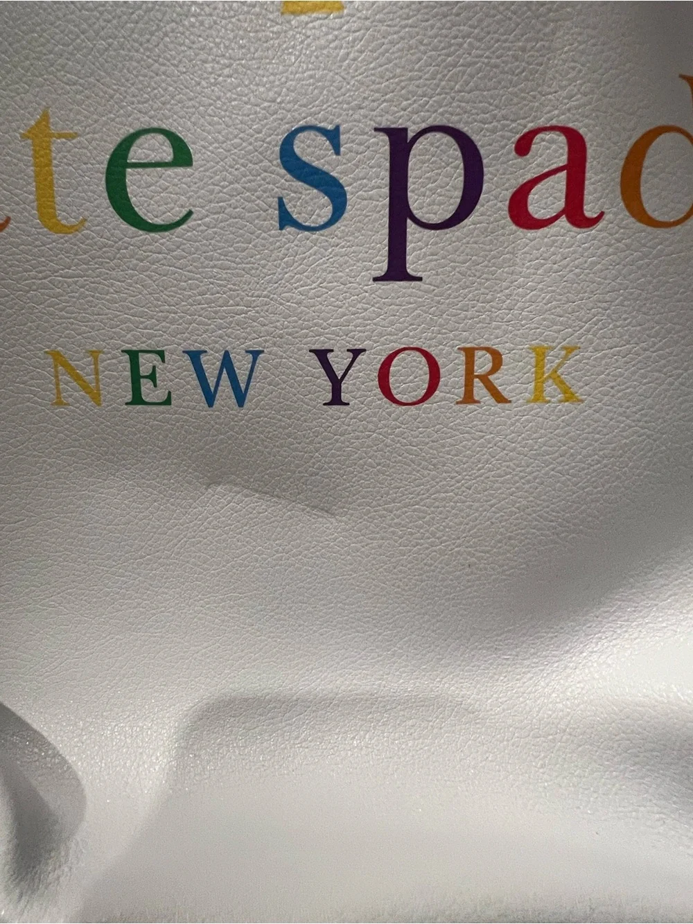 kate spade White Leather Tote with Rainbow Logo